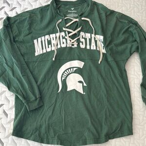 Fanatics Green Michigan State Lace-Up Top